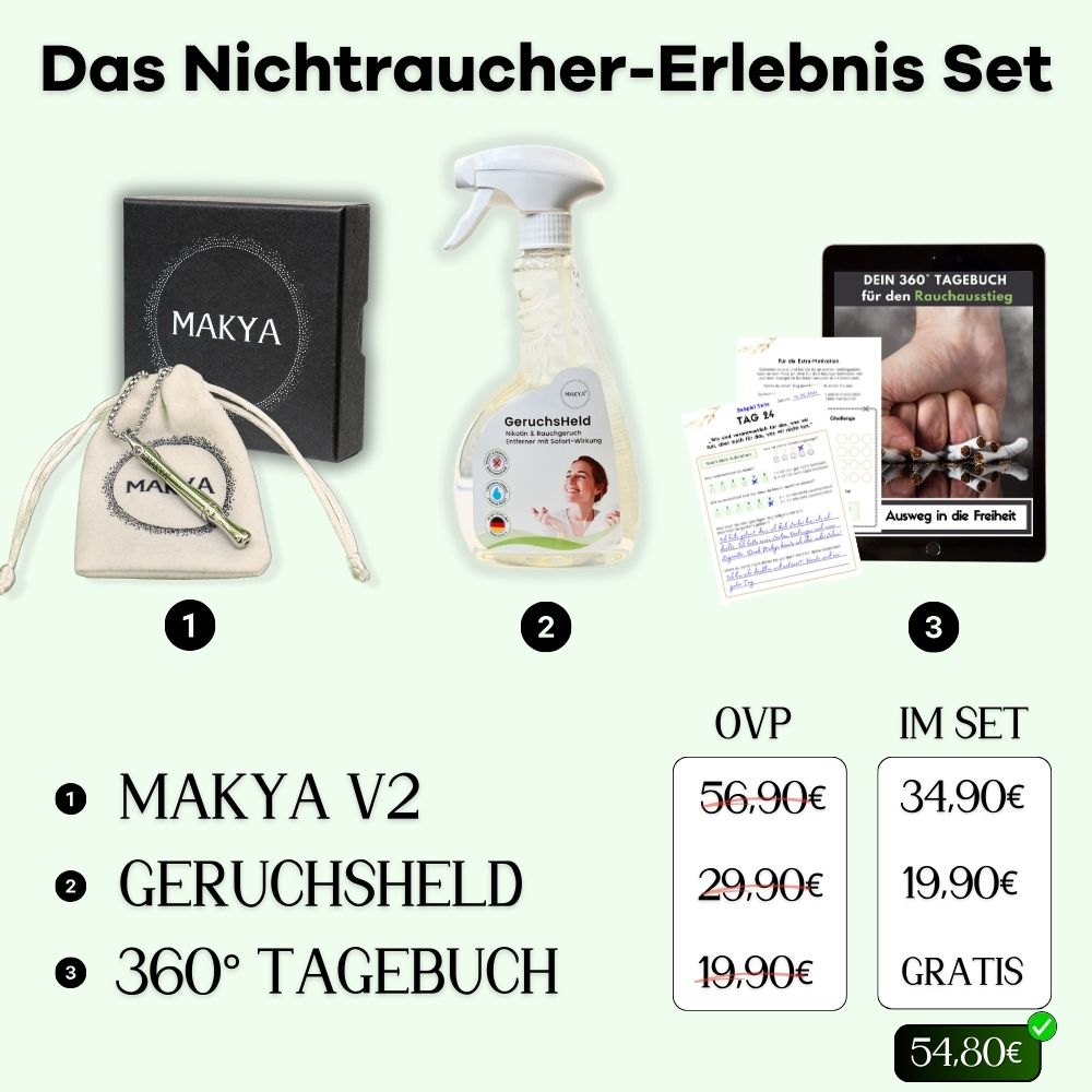Rauchfrei-Set: Makya V3 + GeruchsHeld (inkl. eBook gratis) - MAKYA